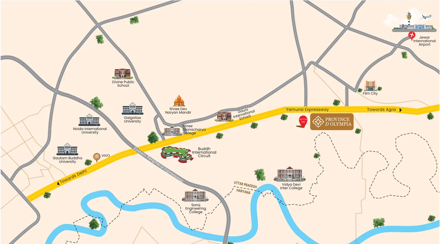 Province D Olympia location map on the Yamuna Expressway